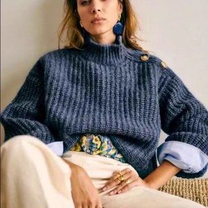 Sezane Oliver Jumper Sweater Marbled Blue XS